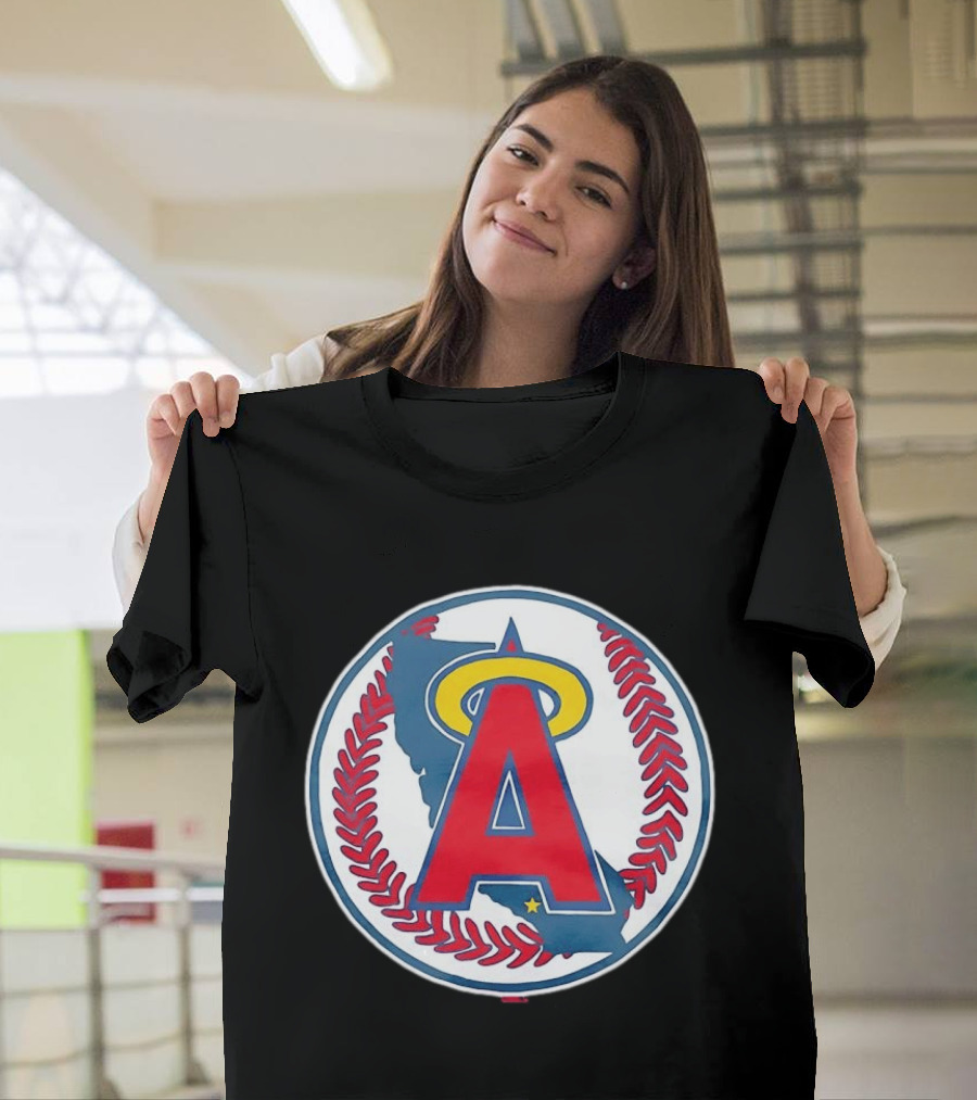 Los Angeles Angels Classic Halo A Baseball Emblem California Map T-Shirt