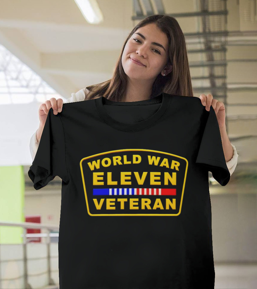 World War Eleven Veteran Patch Style Yellow Black Red Blue T-Shirt