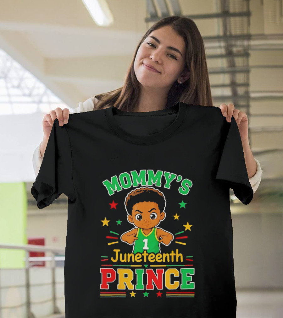 Mommy's Juneteenth Prince Little Boy Basketball Celebration Number One Kid T-Shirt