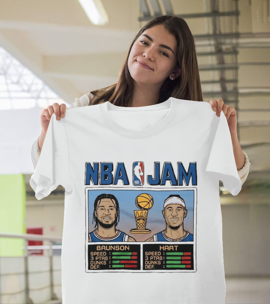NBA Jam New York Knicks 2026 Champs Brunson Hart Stats T-Shirt