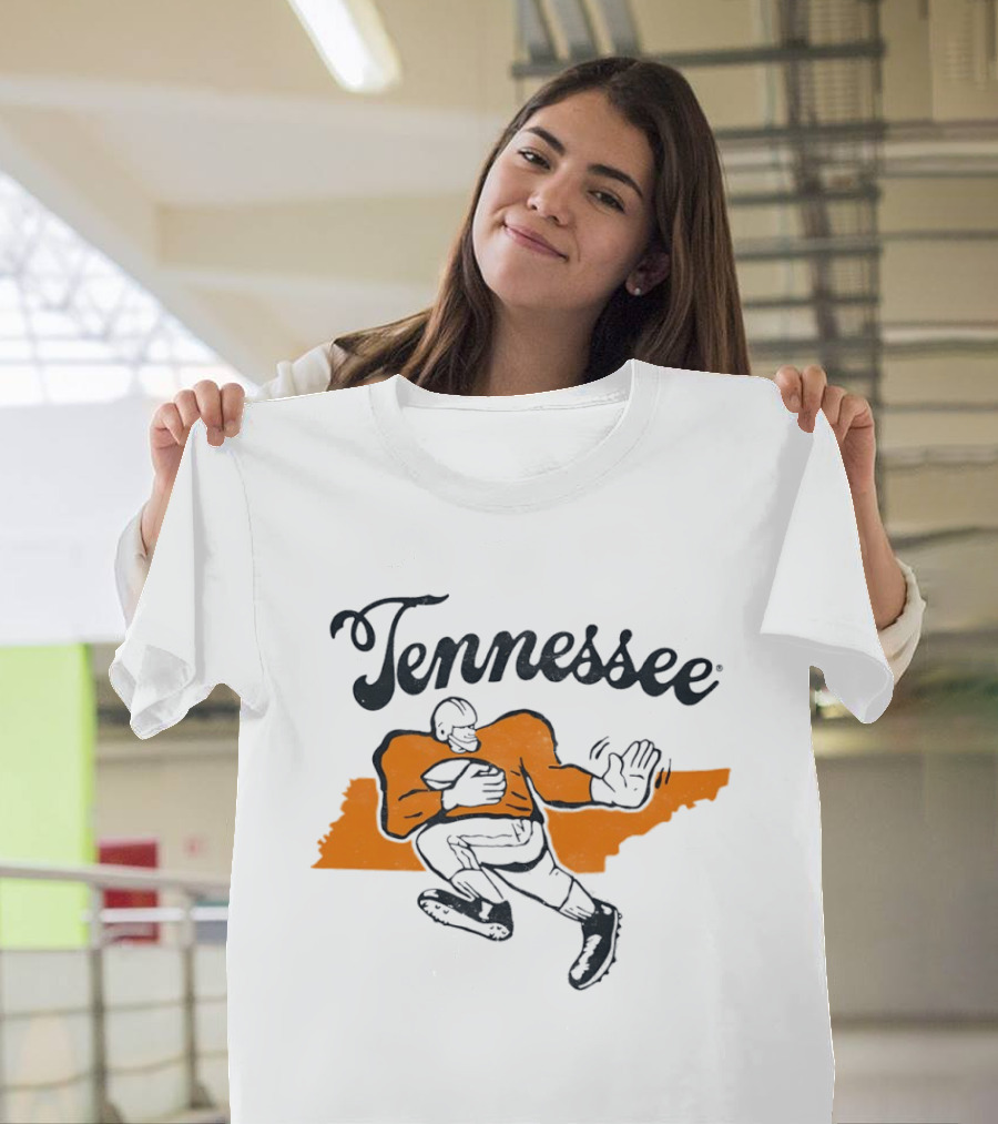 Tennessee Football Map Vintage Style Football Player T-Shirt