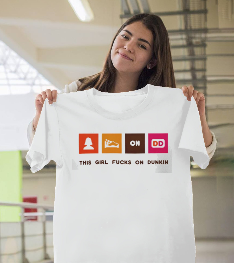 This Girl Fucks On Dunkin Retro Icon Square Blocks T-Shirt