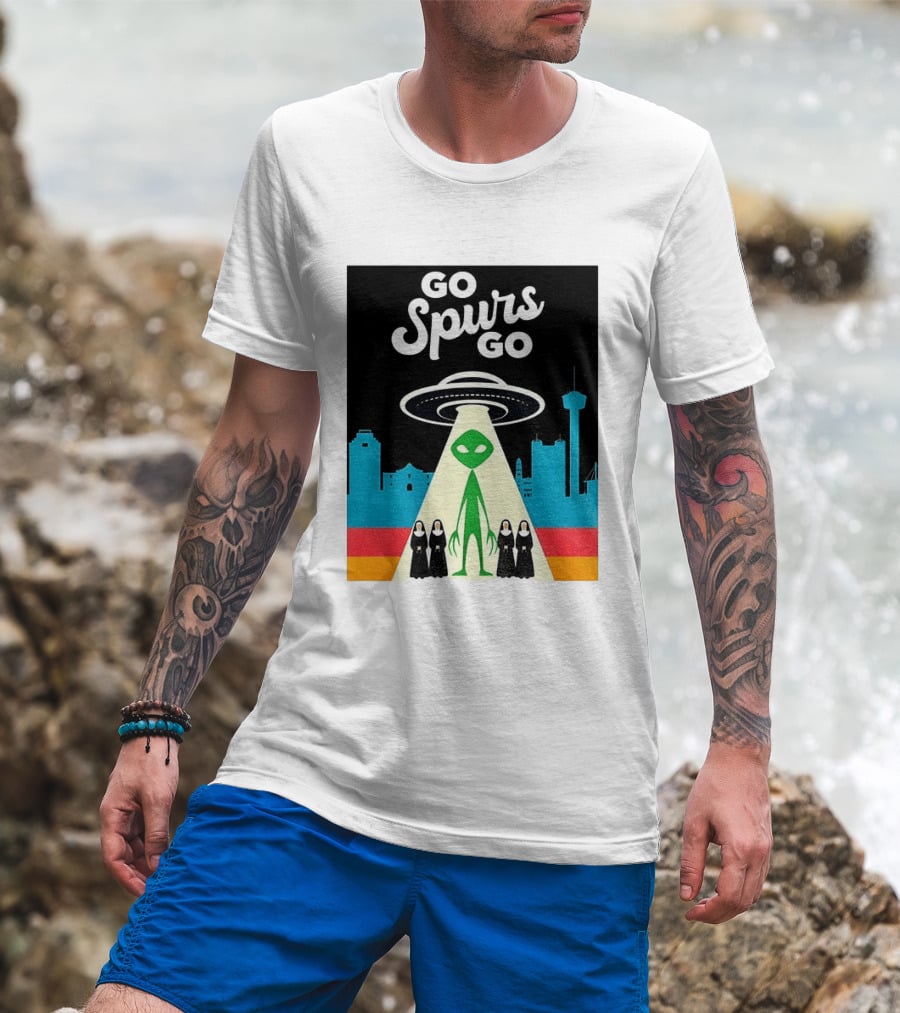 Go Spurs Go Alien UFO San Antonio Puro Pinche Spurs Nuns T-Shirt