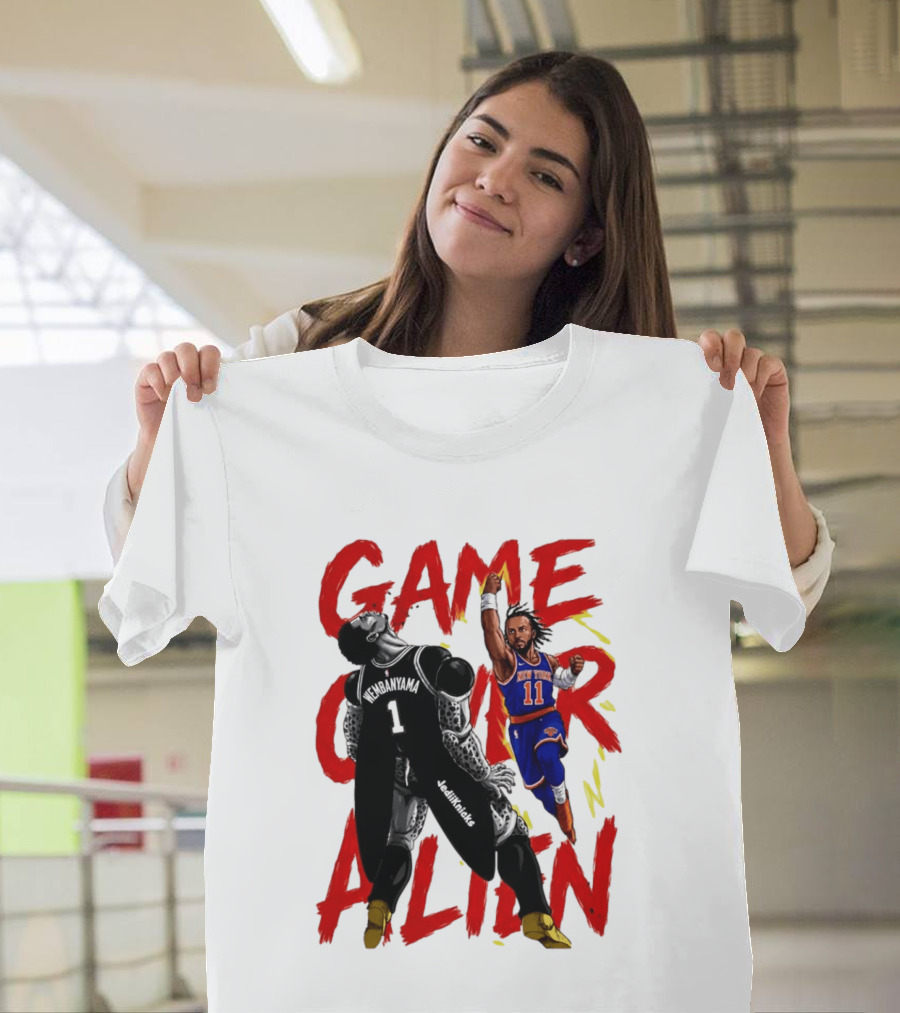 Game Over Alien Wembanyama Vs Jalen Gohan Brunson Knicks T-Shirt