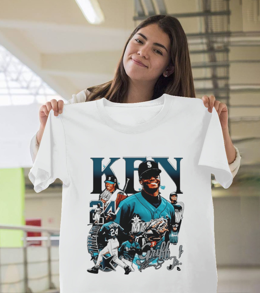 Ken Griffey Jr Seattle Mariners The Kid 24 Legendary Collage T-Shirt
