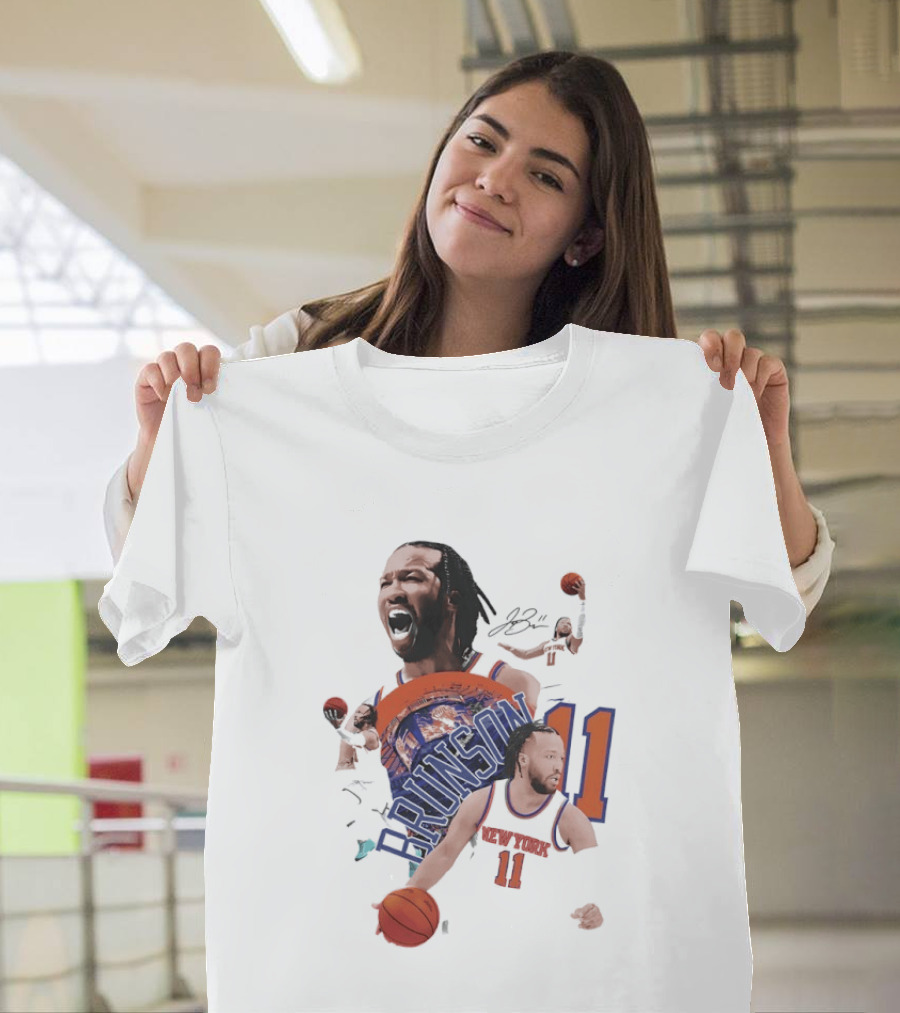 NY Knicks Jalen Brunson Number 11 Collage Basketball Player T-Shirt