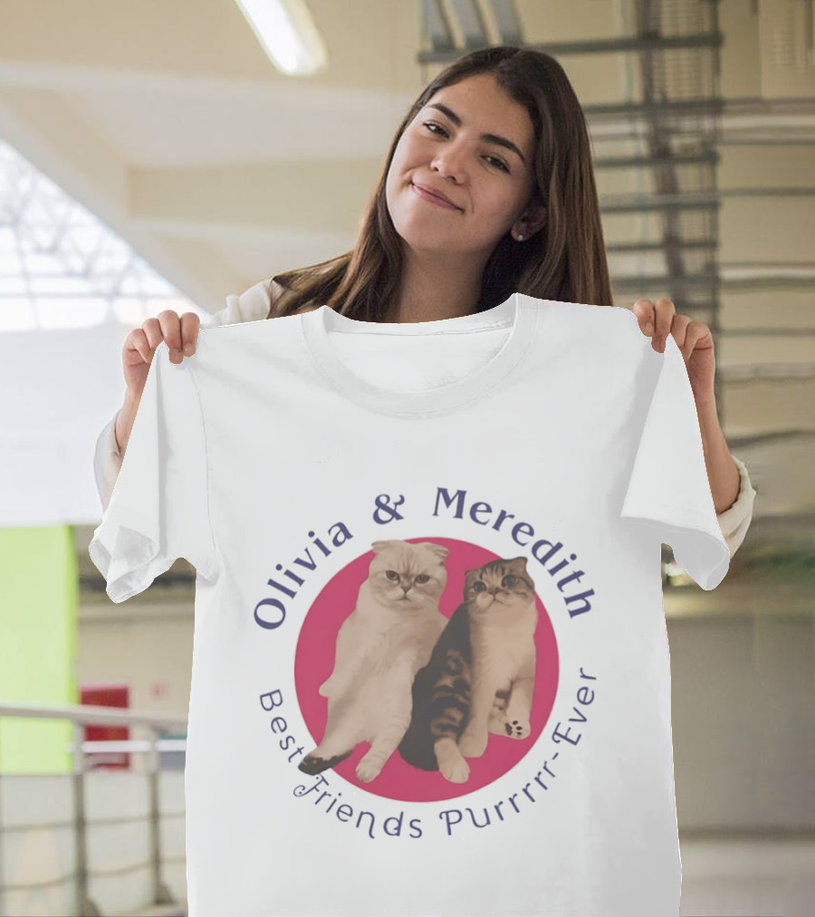 Olivia And Meredith Best Friends Purrrrr Ever Scottish Fold Cat T-Shirt