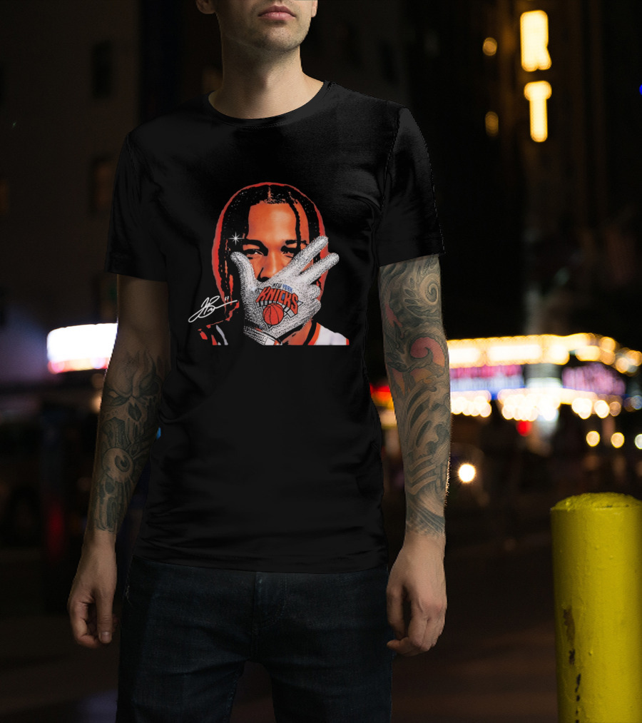 New York Knicks Jalen Brunson Iceman Signature Glove T-Shirt