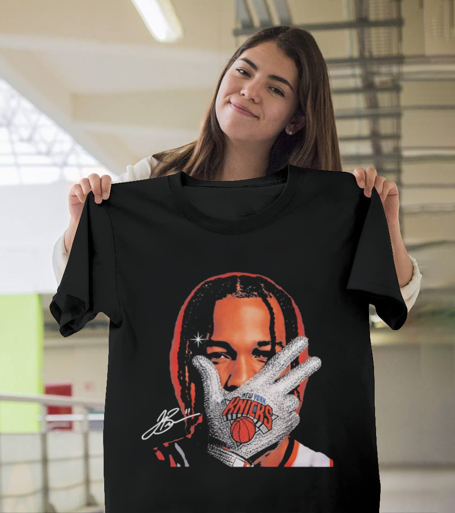 New York Knicks Jalen Brunson Iceman Signature Glove T-Shirt