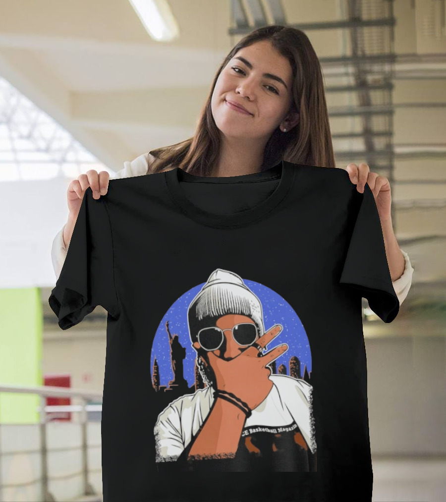 Jalen Brunson's Dad Celly Peace Sign NYC Skyline Basketball Magazine T-Shirt