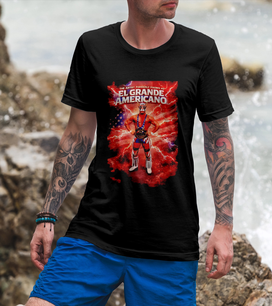 The Artist Formerly Known As El Grande Americano Luchador Flag Lightning T-Shirt