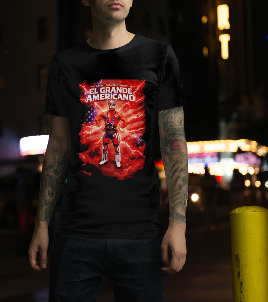The Artist Formerly Known As El Grande Americano Luchador Flag Lightning T-Shirt