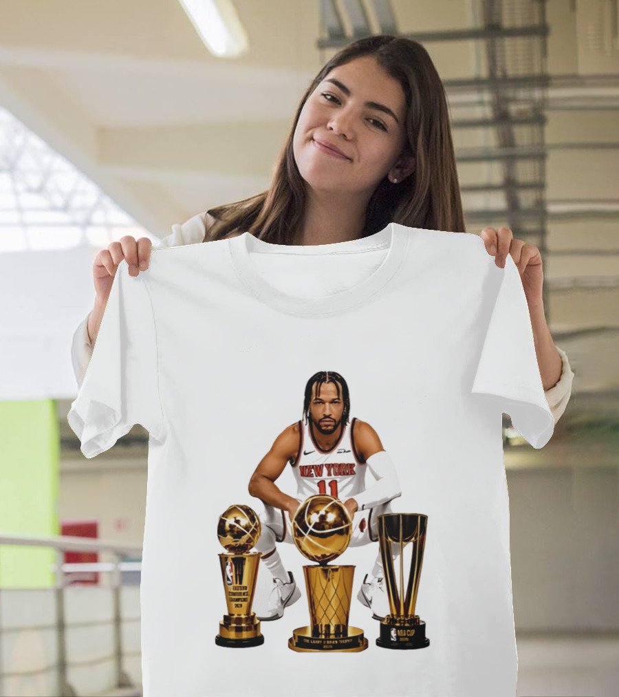 New York Knicks Jalen Brunson 11 Trophy Collection NBA Champions T-Shirt
