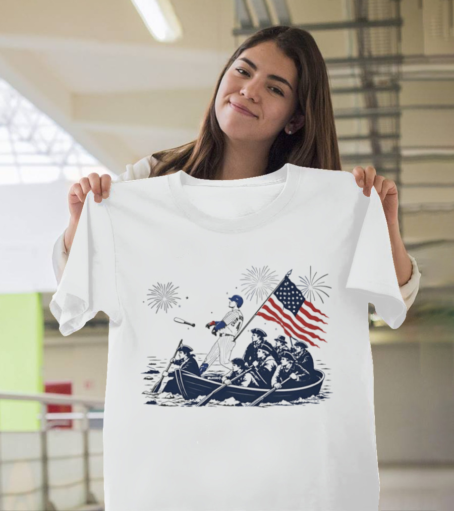 Chicago Cubs Patriotic Crossing The Delaware 4th Of July Meme T-Shirt
