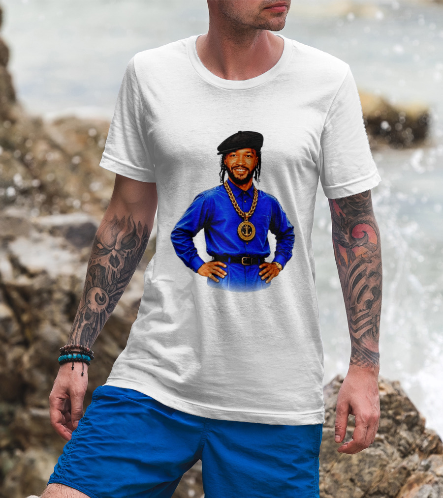Jalen Brunson NY Knicks Always Business Never Personal Anchor Chain Beret Outfit T-Shirt