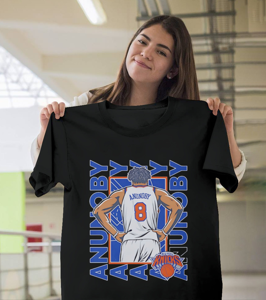 OG Anunoby Number 8 New York Knicks Basketball Icon Repeat T-Shirt