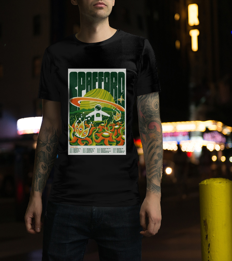 Spafford Summer 2026 Tour Space Astronaut And Alien Flowers T-Shirt