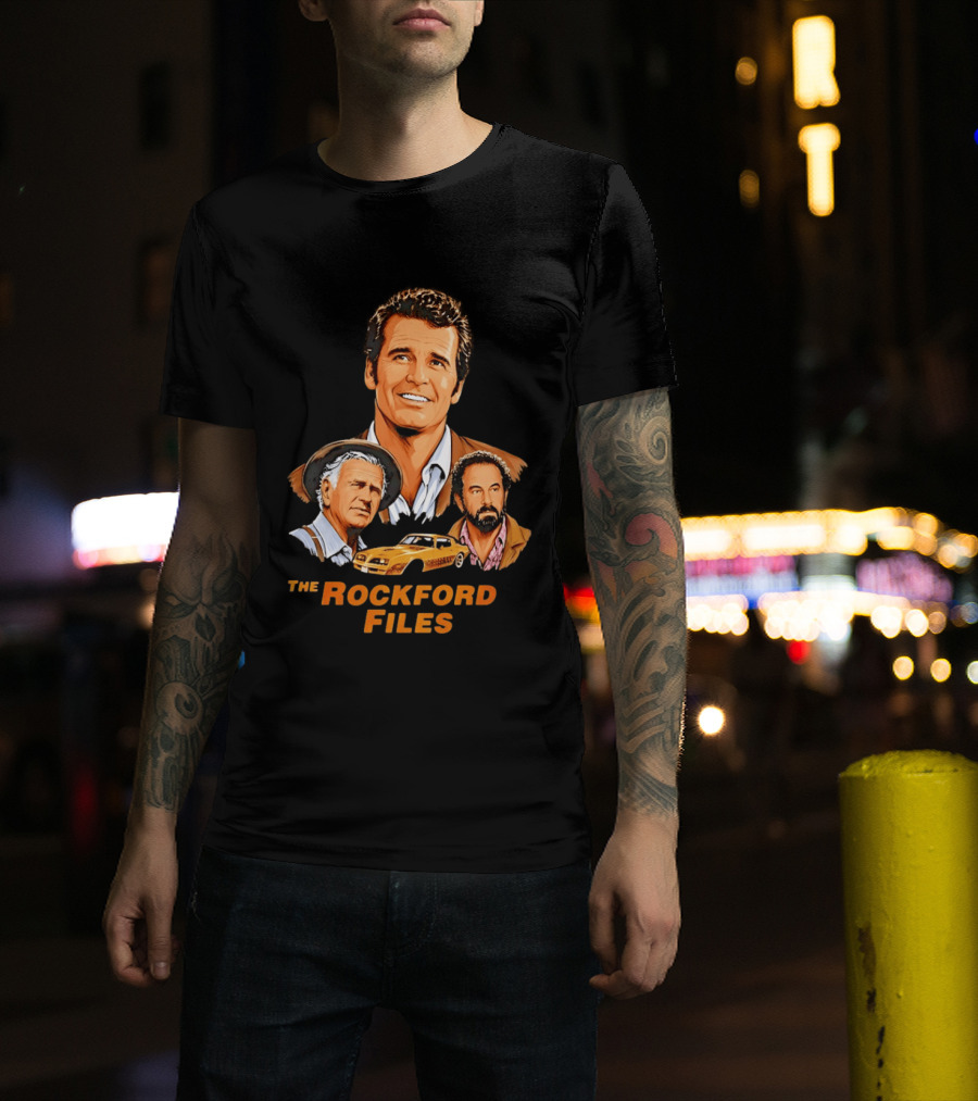The Rockford Files 1970s James Garner Iconic Cast And Car T-Shirt