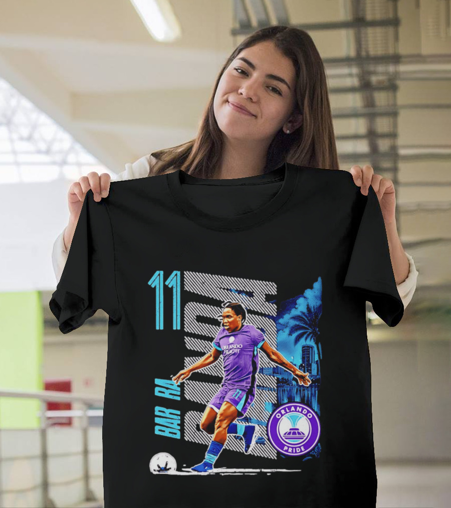 Barbra Banda Orlando Pride Skyline 11 Soccer Blue Palm Trees T-Shirt