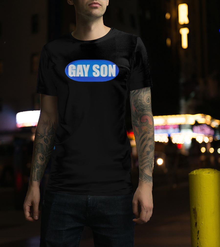 Gay Son Pill Blue Oval T-Shirt