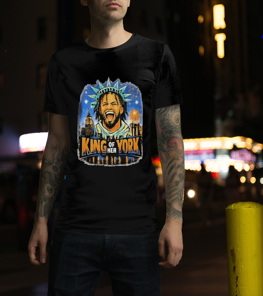 Jalen Brunson Statue Of Liberty Crown King Of New York City Skyline T-Shirt