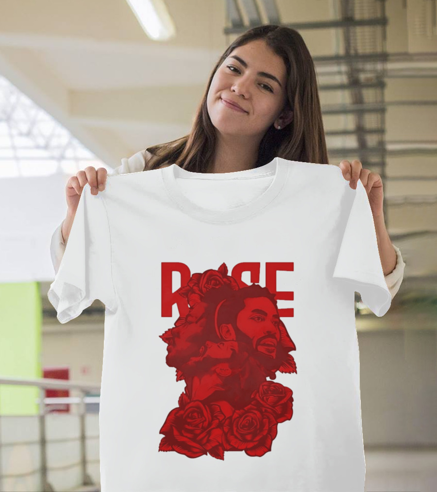 Derrick Rose Red Rose Portrait With Decorative Roses T-Shirt
