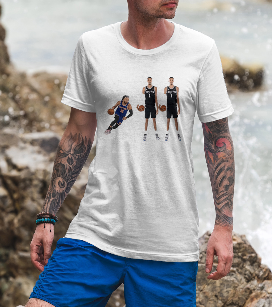 Jalen Brunson NY Knicks Vs Victor Wembanyama San Antonio Spurs Matchup NBA Basketball 9.11 T-Shirt