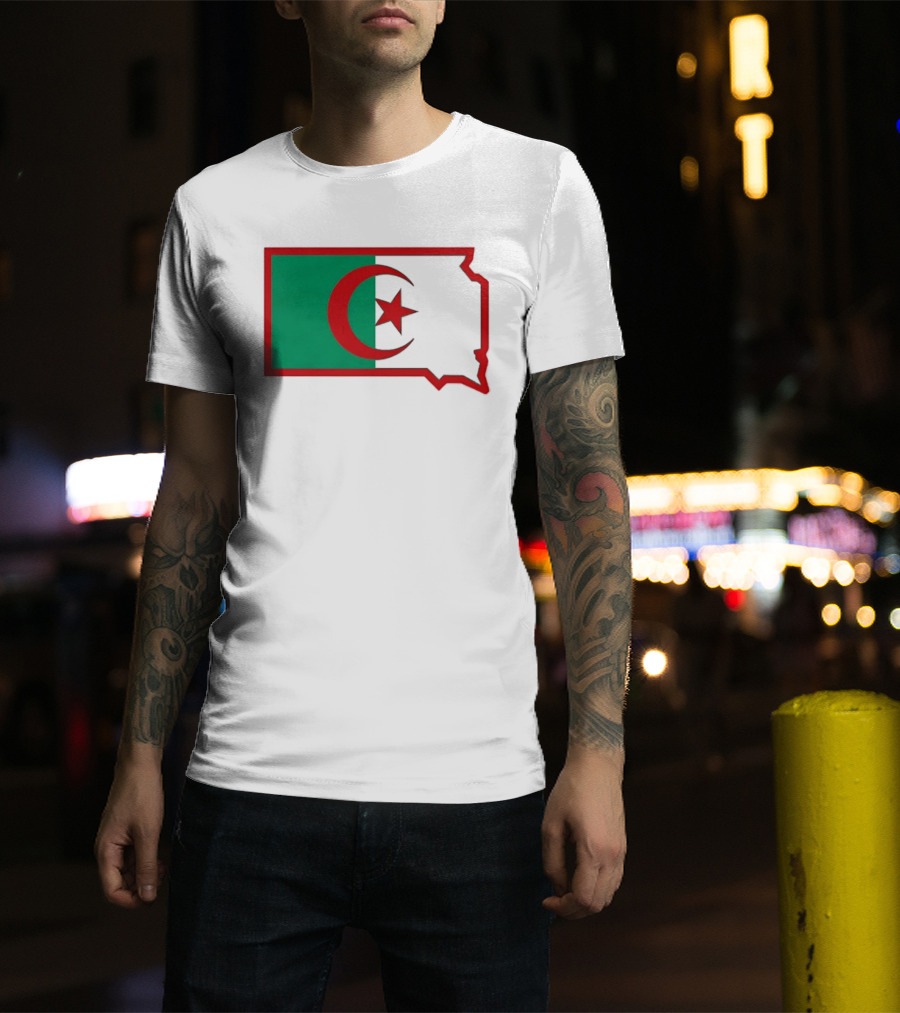 Lawrence Of Algeria Flag State Outline With Crescent And Star T-Shirt