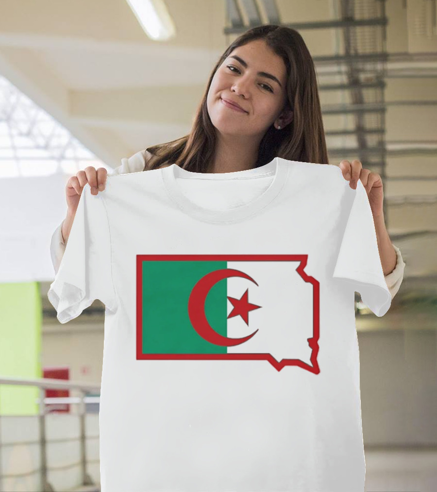 Lawrence Of Algeria Flag State Outline With Crescent And Star T-Shirt