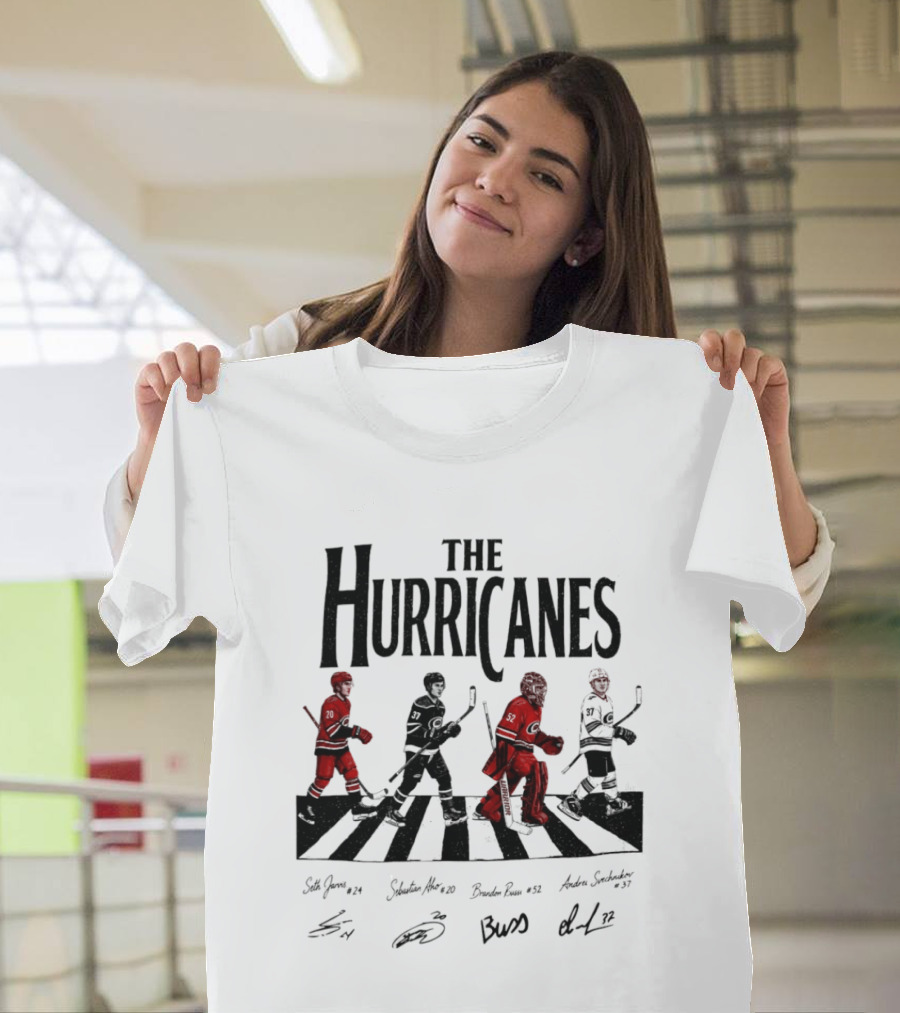 The Hurricanes Abbey Road Ice Hockey Players Crossing Signatures T-Shirt