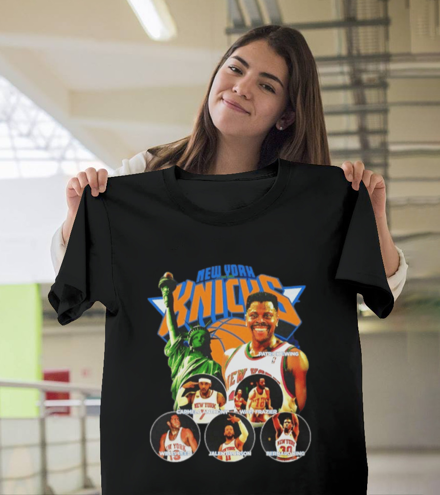New York Knicks Patrick Ewing Carmelo Anthony Walt Frazier Statue Of Liberty T-Shirt