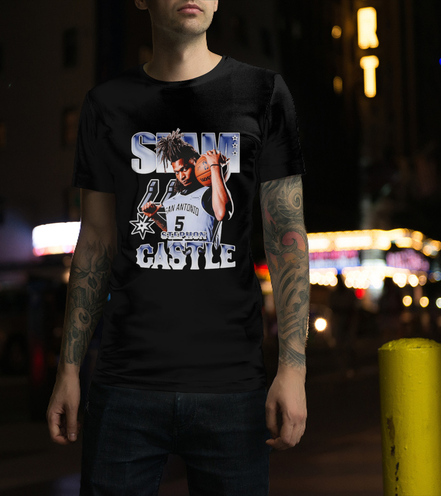San Antonio Spurs Stephon Castle SLAM Basketball Star T-Shirt