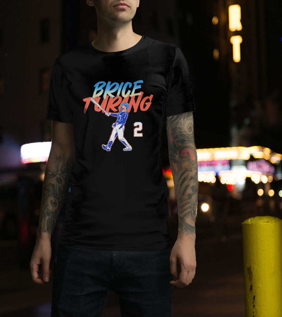 Brice Turang Milwaukee Brewers Slugger Swing Number 2 T-Shirt