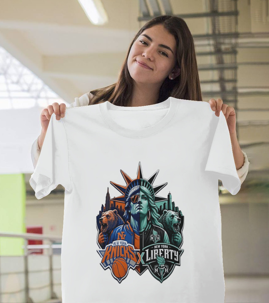 New York Knicks X Liberty Statue Of Liberty NBA WNBA T-Shirt