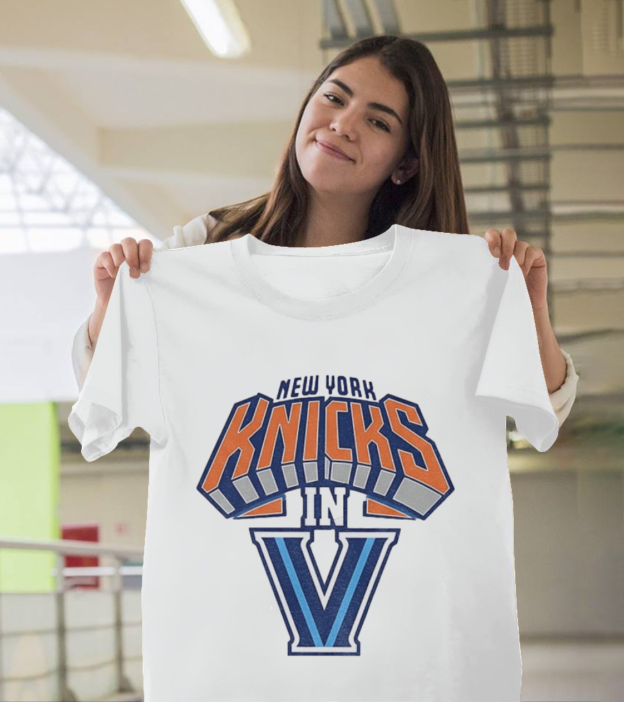 New York Knicks In V Villanova Wildcats Basketball Collaboration NBA 2026 T-Shirt
