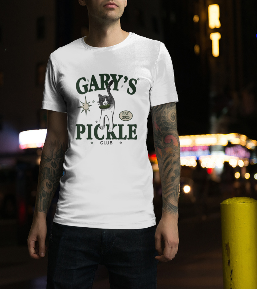 Gary's Pickle Club Cat Est 2025 Fun T-Shirt