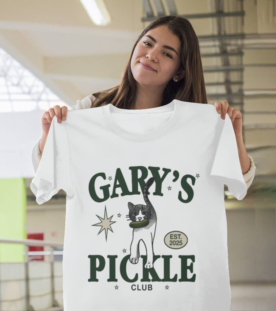 Gary's Pickle Club Cat Est 2025 Fun T-Shirt