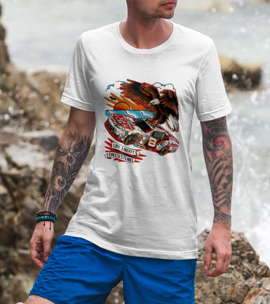 Life Liberty Cheesesteaks Arby's Racing Car Eagle Patriotic T-Shirt