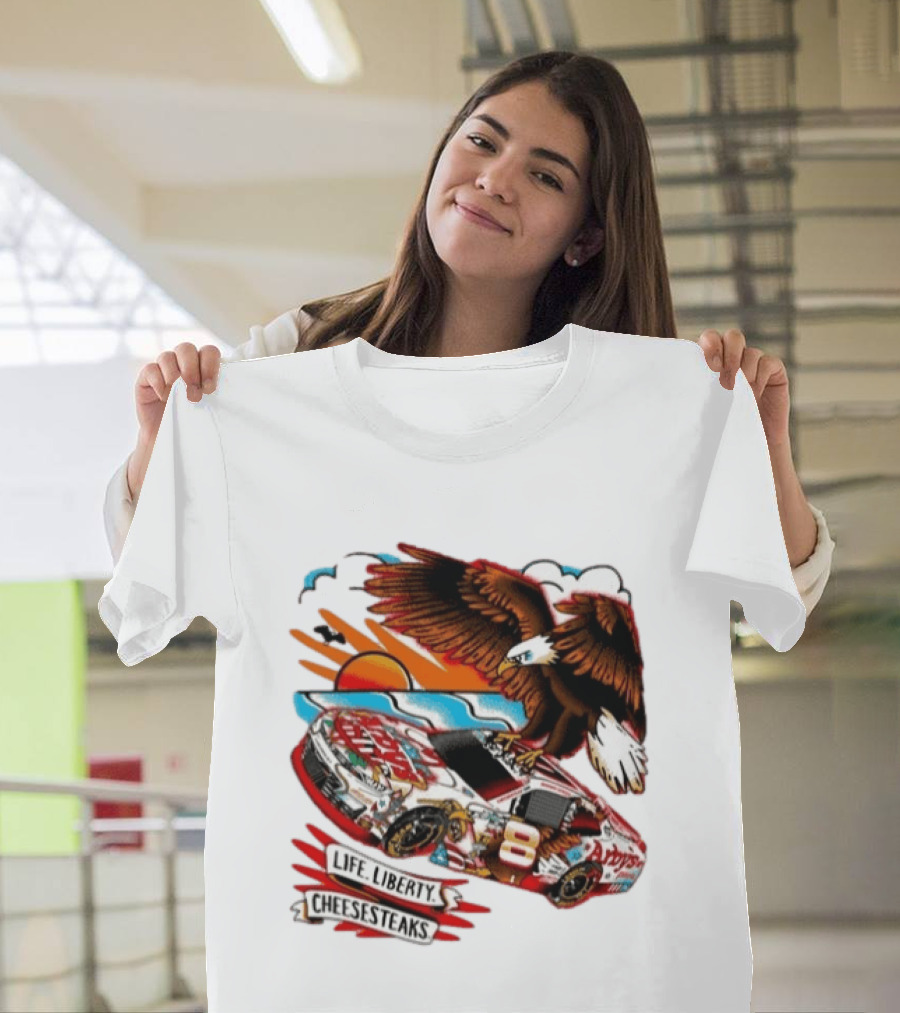Life Liberty Cheesesteaks Arby's Racing Car Eagle Patriotic T-Shirt