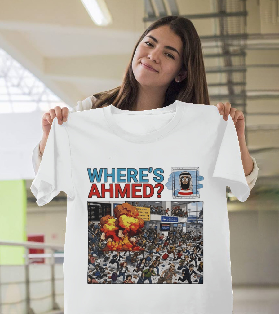 Where's Ahmed September 11 Attacks Cartoon Explosion Scene T-Shirt