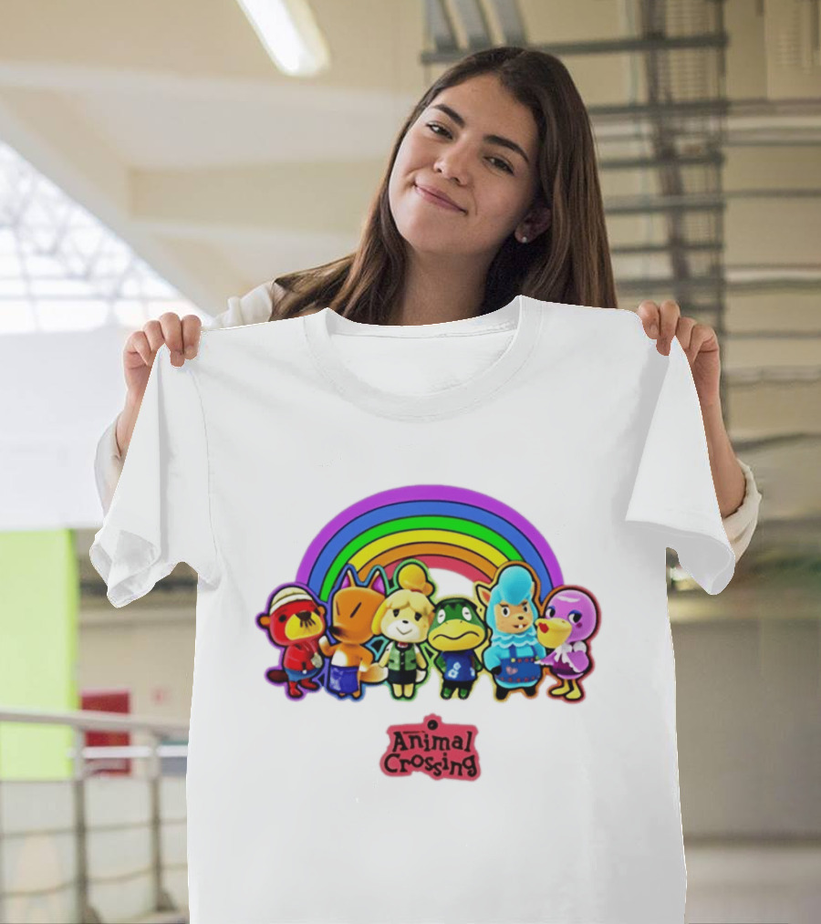 Animal Crossing Rainbow Characters Under Arc T-Shirt