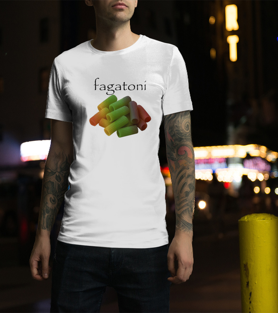 Fagatoni Gay Pasta LGBTQ Pride Multicolor Rigatoni T-Shirt