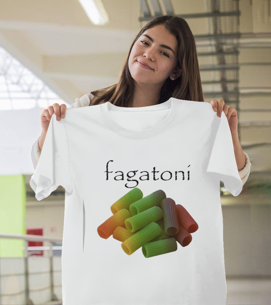Fagatoni Gay Pasta LGBTQ Pride Multicolor Rigatoni T-Shirt