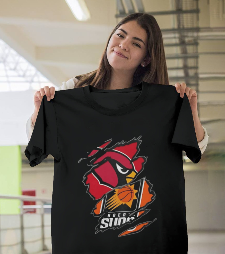 Arizona Cardinals Phoenix Suns Two Teams One Heart Scratch Edition T-Shirt