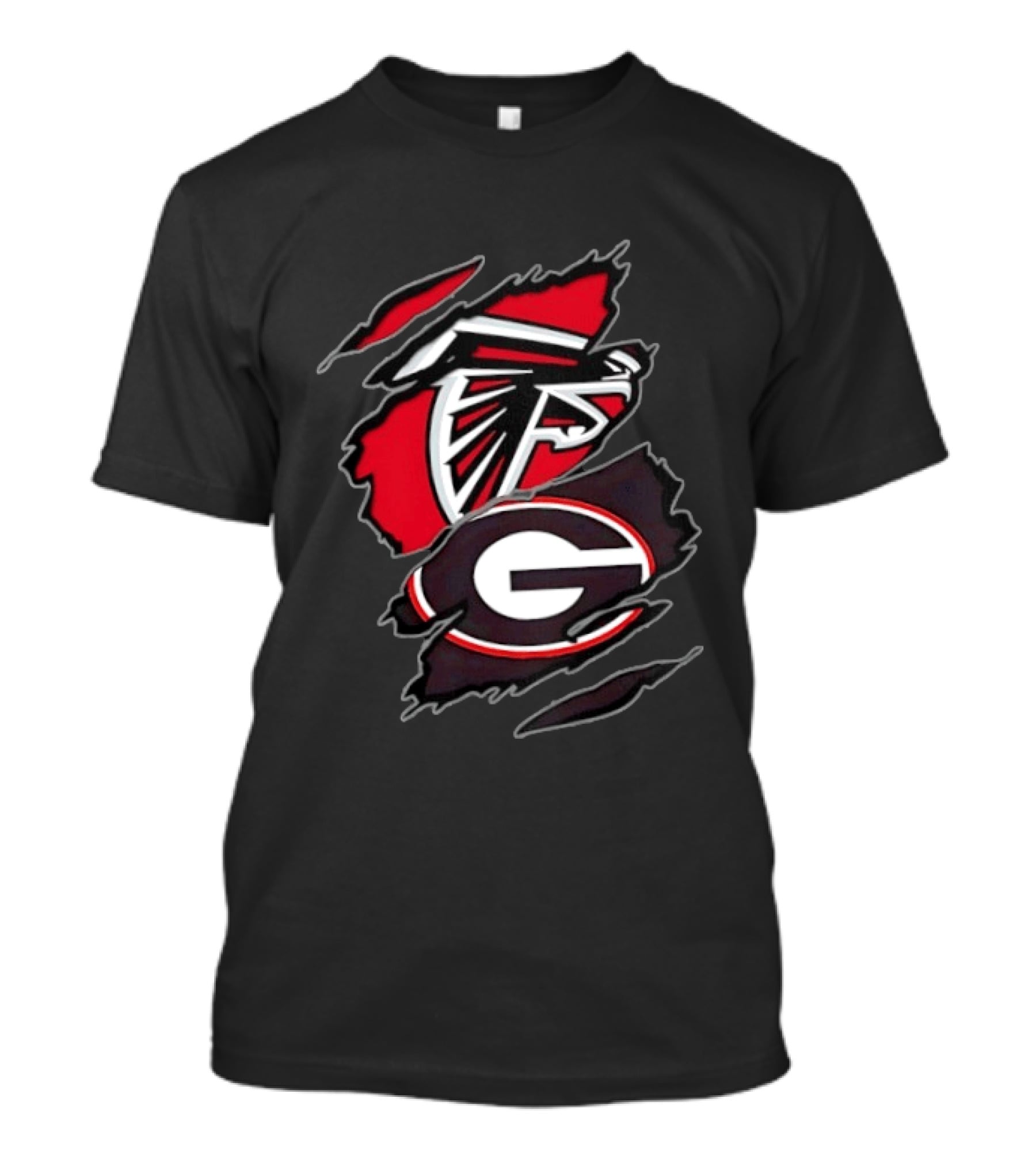 Atlanta Falcons Georgia Bulldogs Two Teams One Heart Scratch T-Shirt