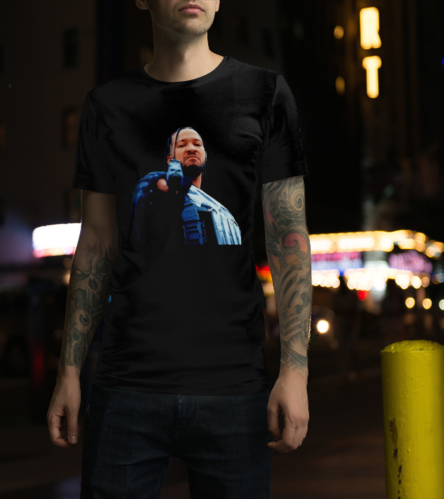 Jalen Brunson Gangster New York Knicks NBA Basketball Gun Image T-Shirt