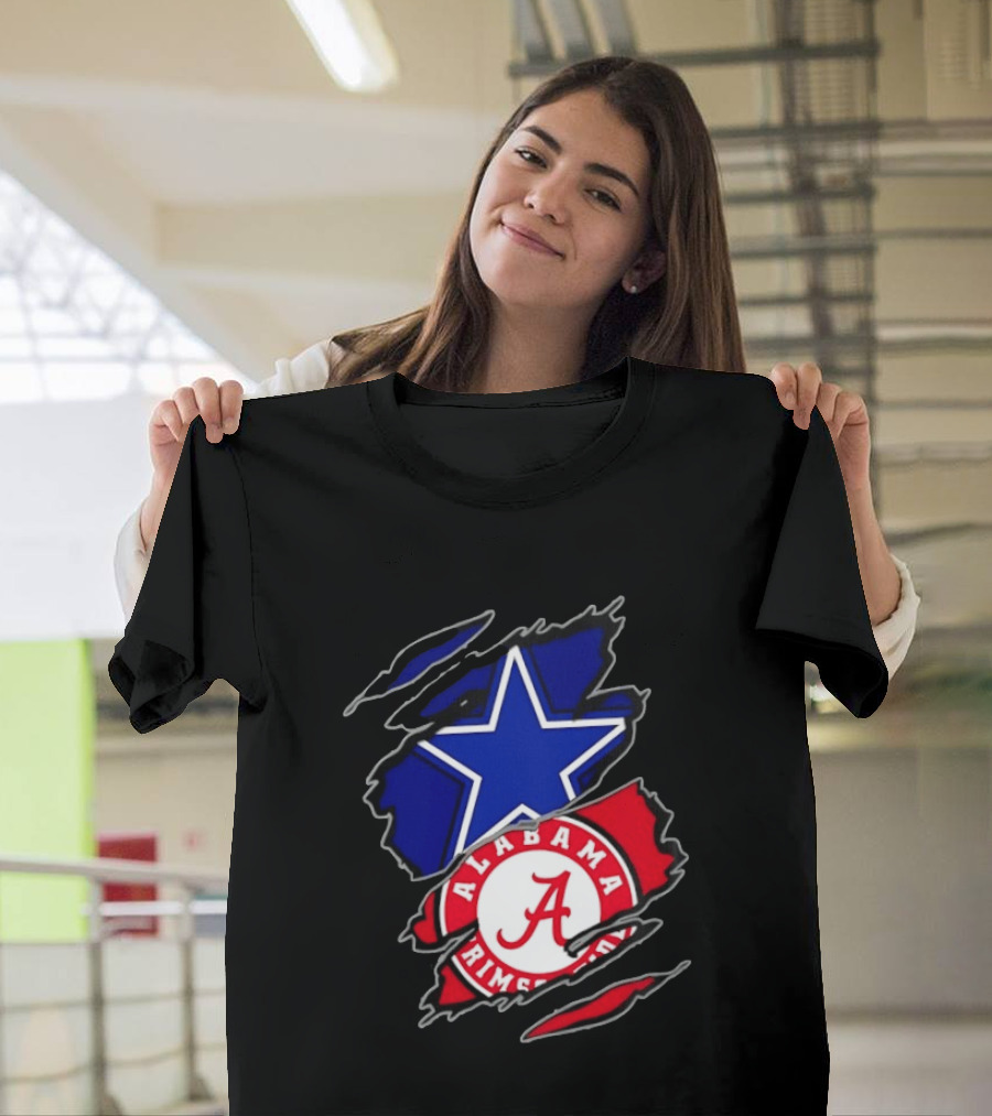 Dallas Cowboys Alabama Crimson Tide Two Teams One Heart Scratch T-Shirt