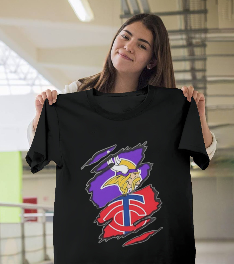 Minnesota Vikings Minnesota Twins Two Teams One Heart T-Shirt