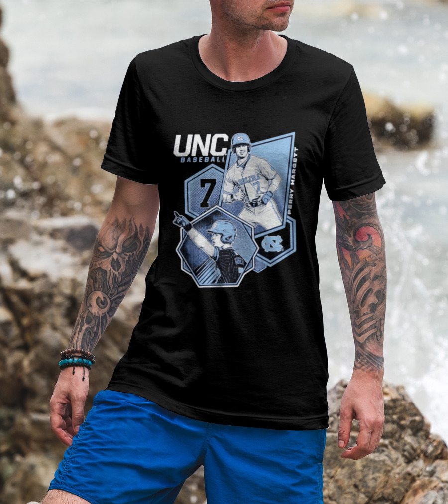UNC Baseball Perry Hargett 7 North Carolina Collage T-Shirt