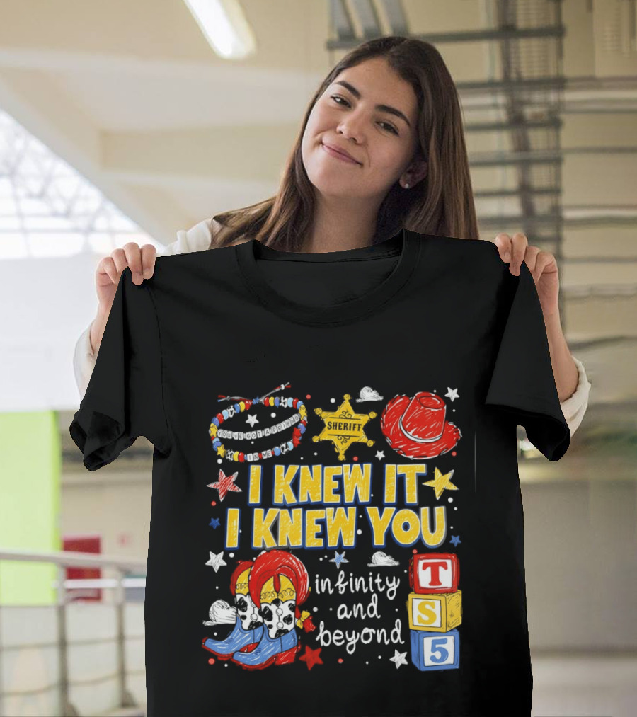 Sheriff Toy Story Cowboy Boots Infinity Blocks Badge I Knew It I Knew You T-Shirt